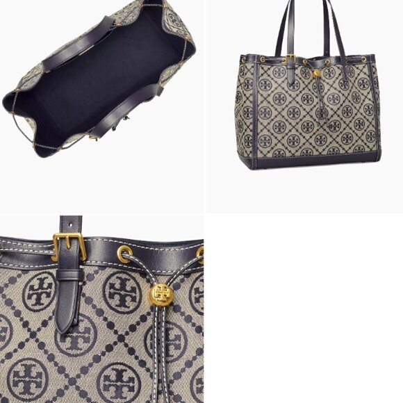 NEW! Tory Burch Jacquard Drawstring Tote -Large Navy NWT & dustbag - Picture 14 of 14